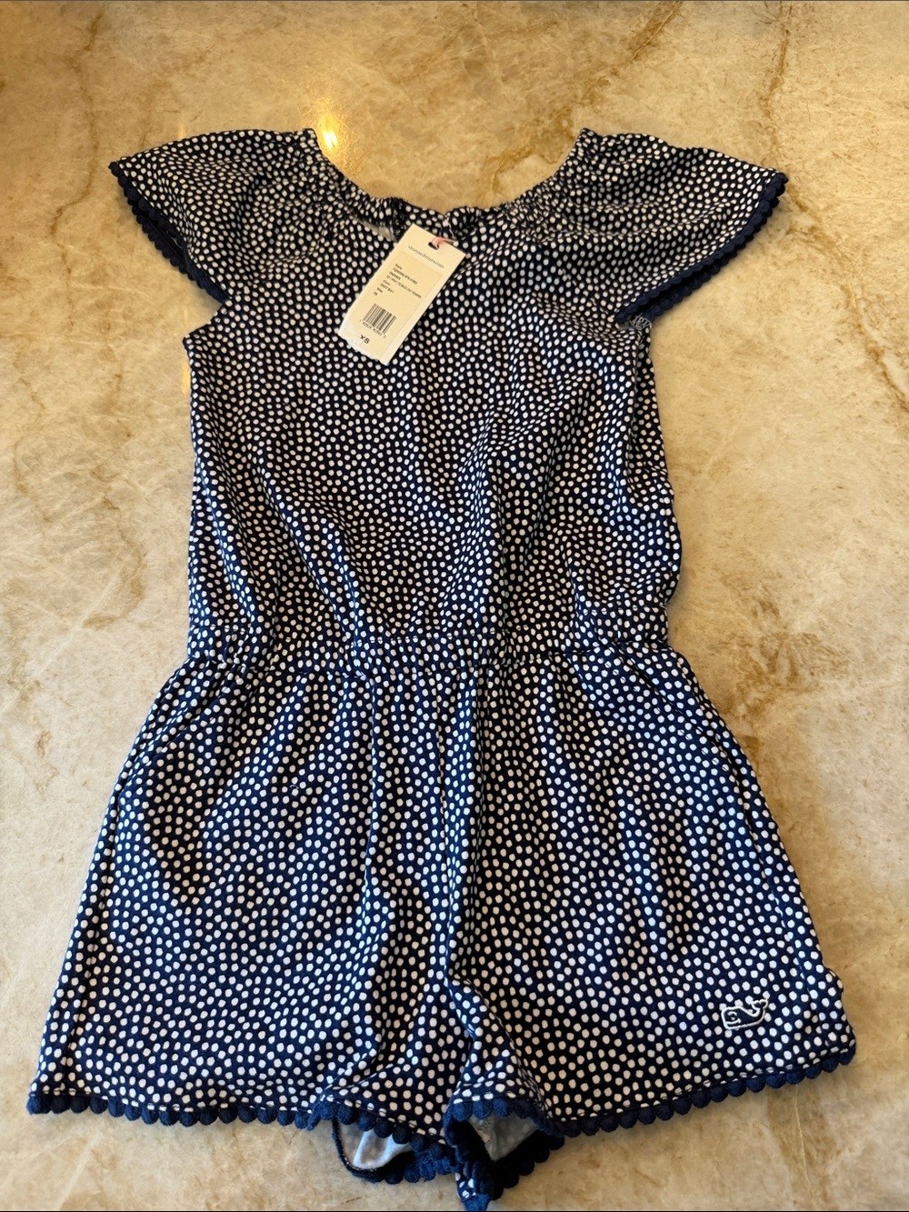 Vineyard vines Navy Polka Dot Girls Romper
